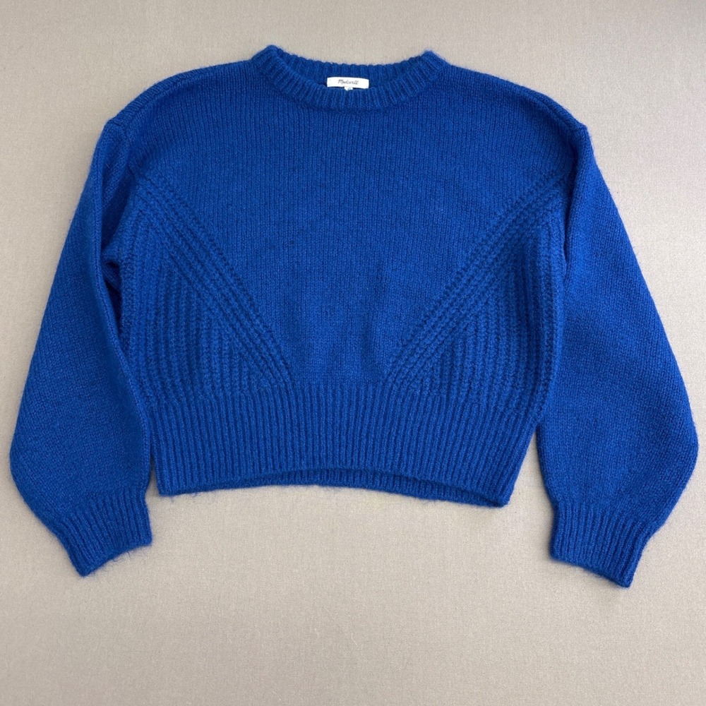 Madewell Cobalt Blue Wool Blend Ribbed Crewneck Sweater Large CKP481142777